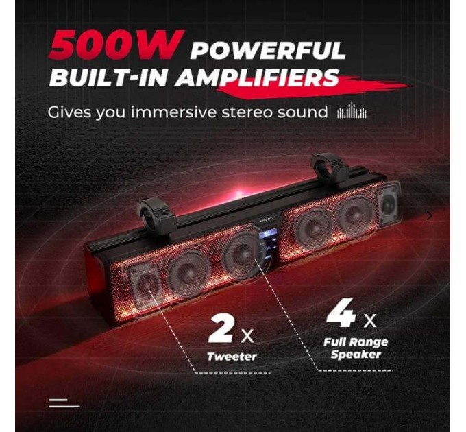 Комплект 26-дюймових Bluetooth-динаміків (колонки) RGB - підсвітка для баггі