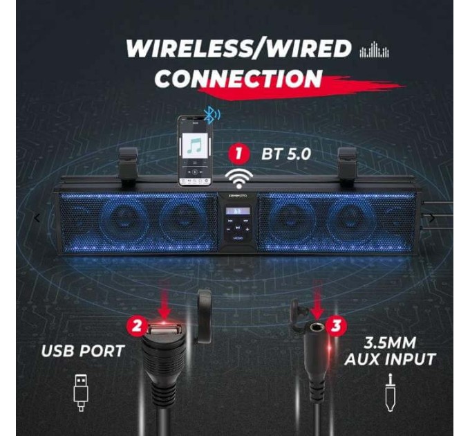 Комплект 26-дюймових Bluetooth-динаміків (колонки) RGB - підсвітка для баггі