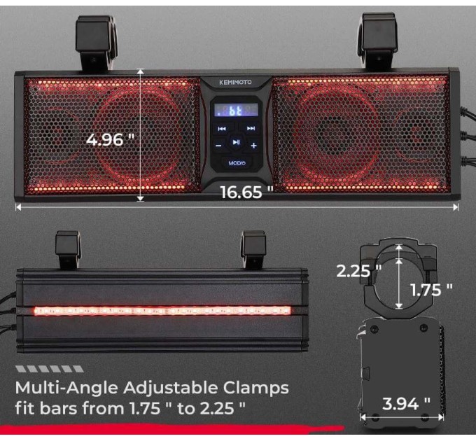 Комплект 16-дюймових Bluetooth-динаміків (колонки) RGB - підсвітка для баггі